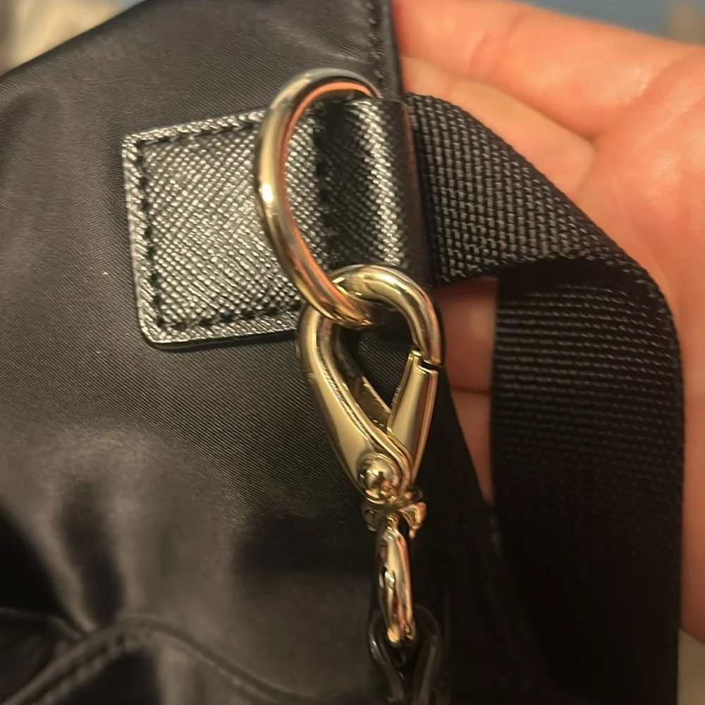 Kate spade down nylon leather strap baby bag with long strap included euc
